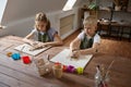 Children work with clay, kids in workshop