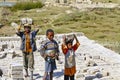 Children working hard in brickyard - Madagascar Royalty Free Stock Photo