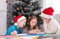 Children writing letter to santa, wait for christmas Royalty Free Stock Photo