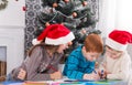 Children writing letter to santa, wait for christmas Royalty Free Stock Photo