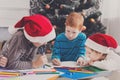 Children writing letter to santa, wait for christmas Royalty Free Stock Photo