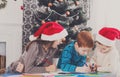 Children writing letter to santa, wait for christmas Royalty Free Stock Photo