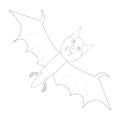 Childrens coloring books, Oval elongated bat in brown color, Halloween