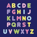 Children's font in the cartoon style of. Set of multicolored bright letters for inscriptions. Vector illustration of Royalty Free Stock Photo