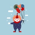 Children's illustration with circus clown.