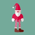 Children's illustration of Santa's helper elf or gnome on a green background. A toy with long legs. Royalty Free Stock Photo