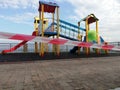 Children's playground closed and cordoned for covid-19 Royalty Free Stock Photo