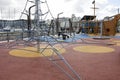 Children& x27;s playground without people in rainy weather Royalty Free Stock Photo