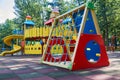 children's playground in a public park, kid's entertainment and recreation Royalty Free Stock Photo