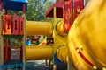 children's playground in a public park, kid's entertainment and recreation Royalty Free Stock Photo