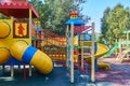 children's playground in a public park, kid's entertainment and recreation Royalty Free Stock Photo