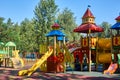 children's playground in a public park, kid's entertainment and recreation Royalty Free Stock Photo