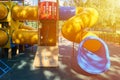 children& x27;s playground in a public park, kid& x27;s entertainment and recreation, sunlight effect Royalty Free Stock Photo