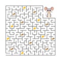 Children's puzzle. Help the mouse collect cheese and find a way out of the maze without falling into a mousetrap Royalty Free Stock Photo