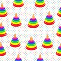 Children's pyramid seamless texture, toy background, wallpaper. Vector illustration