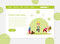 Children Yoga Classes Banners Template, Boys and Girls Practicing Asana Poses, Kids Yoga Advertising Landing Pages