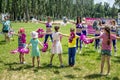 : children and young women Ã¢â¬â volunteers, participating at cheerleading training