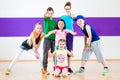 Kids train Zumba fitness in dancing school Royalty Free Stock Photo