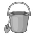 Childrens bucket with shovel icon