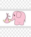 Childrens card with a pink elephant