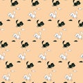 Childrens cartoon pattern with cats and mice