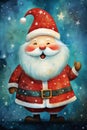 Childrens Christmas greeting card with Happy Santa Illustration. Christmas greeting card theme. Vertical For banners, posters,