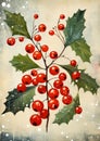 Childrens Christmas Mistletoe greeting card Illustration. Christmas theme Illustration. For banners, posters, gift cads,