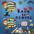 Childrens color_1_illustration on school theme, design of school Royalty Free Stock Photo