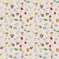 childrens color seamless pattern in sketch style brown background