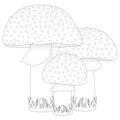 Childrens coloring books, three fly agaric in the grass, fall