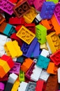 Childrens Designer Background. Multicolored plastic building blocks of the designer. Royalty Free Stock Photo