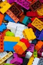 Childrens Designer Background. Multicolored plastic building blocks of the designer. Royalty Free Stock Photo