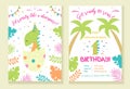 Childrens dinosaur party invitation template Royalty Free Stock Photo