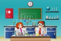 Childrens doing experiment in the lab