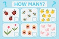 Childrens educational logic game. Mathematical task. How many. Vector illustration.