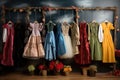 childrens fairytale costumes organized by color and size