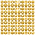 100 childrens park icons set gold