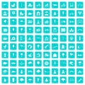 100 childrens park icons set grunge blue