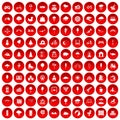 100 childrens park icons set red