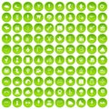 100 childrens parties icons set green circle