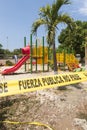 Childrens Play Area Closed and Taped by Police Royalty Free Stock Photo