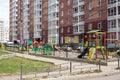 Childrens playground in the courtyard of the house in the city of Krasnoyarsk.