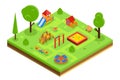 Childrens playground in isometric flat style