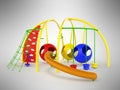 Childrens playground mesh slide balls red blue green 3d render o Royalty Free Stock Photo