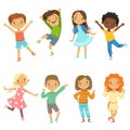 Childrens playing. Vector funny characters isolate on white Royalty Free Stock Photo