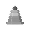 Childrens pyramid icon, black monochrome style