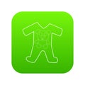 Childrens romper suit icon green vector