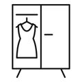 Childrens room dressing wardrobe icon, outline style