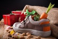 Childrens shoe and pepernoten for Sinterklaas