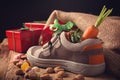 Childrens shoe and pepernoten for Sinterklaas